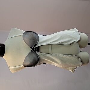 OH LA LA CHERI Paris 36B open front bralette camisole ivory black ribbon fishnet